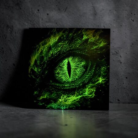 12 x 12 Inch Flaming Dragon Eye Painted Canvas