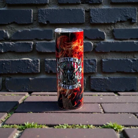 Fire Fighter "First In, Last Out" 20oz Skinny Tumbler