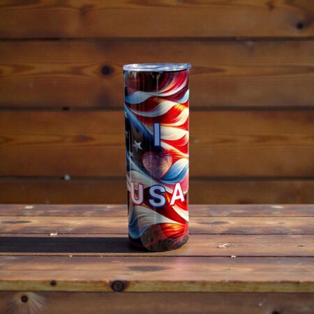 "I Love USA" 20oz Skinny Tumbler